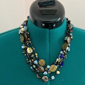 Coldwater Creek Blue and Copper Bead Necklace